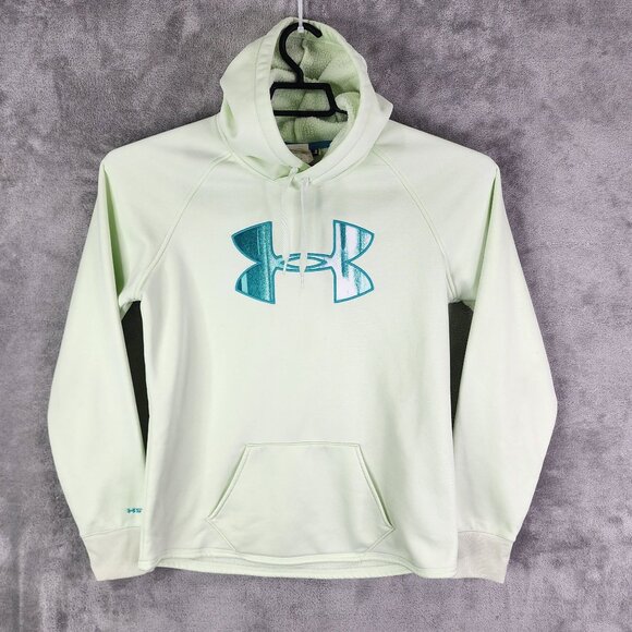 Womens Green Under Armour ColdGear Loose Fit Hoodie Sweatshirt Storm 1 Size M - Picture 2 of 13